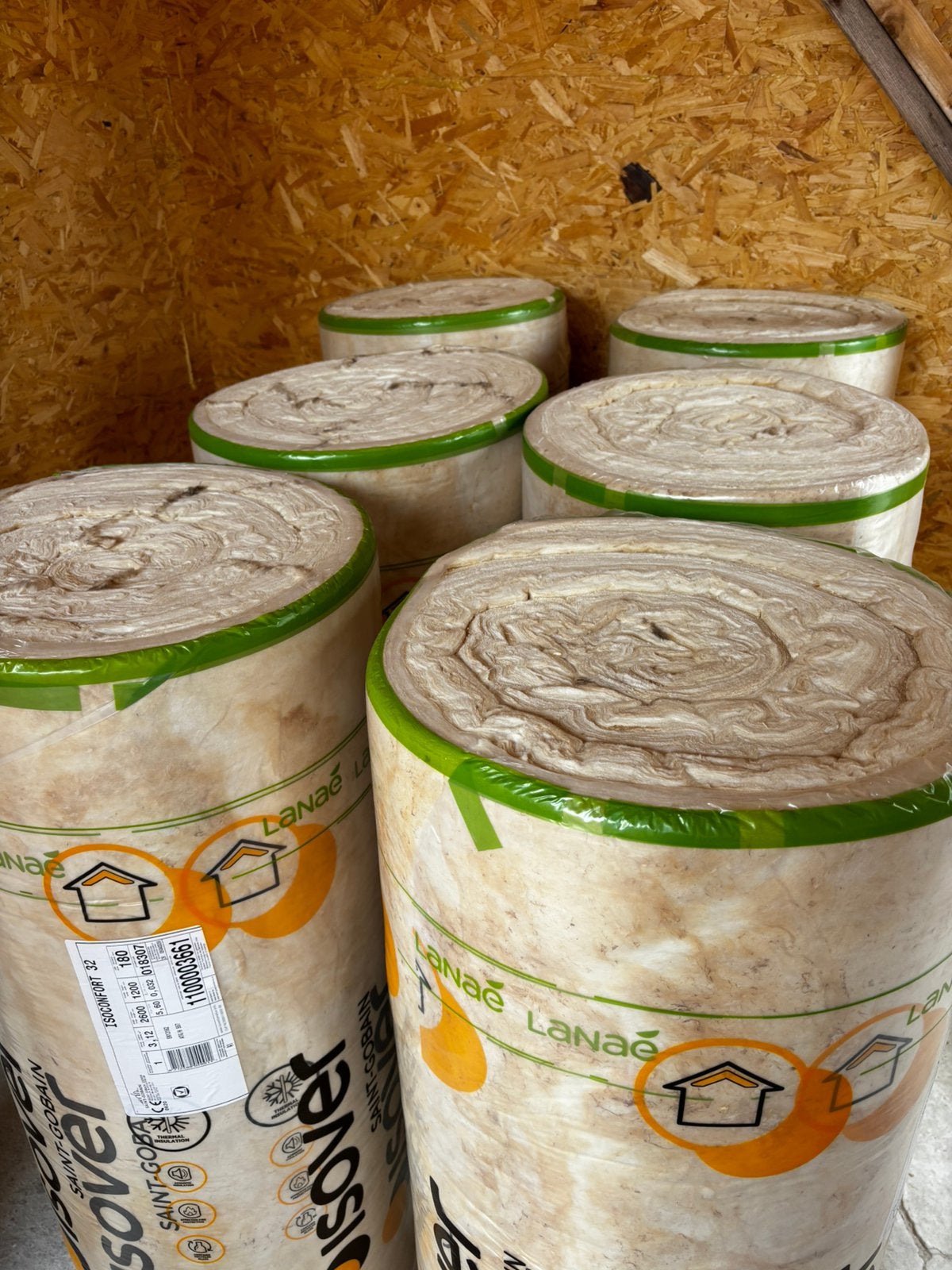 6 rollen Isover Isoconfort 32 – 180 mm – Rd 5,60 – NIEUW, Doe-het-zelf en Bouw, 12 cm of meer, Nieuw, 15 m² of meer, Glaswol