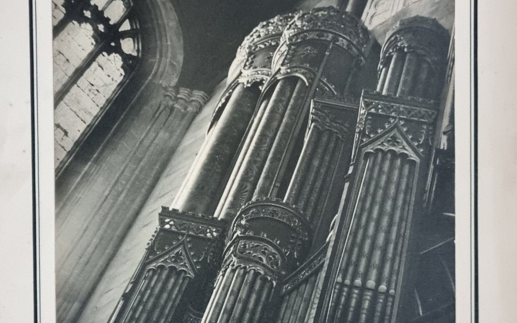 Vintage kunstfoto Diapason - orgel Eton College Chapel 1943, Antiek en Kunst, Ophalen, Foto, Fotografie, Met passe-partout