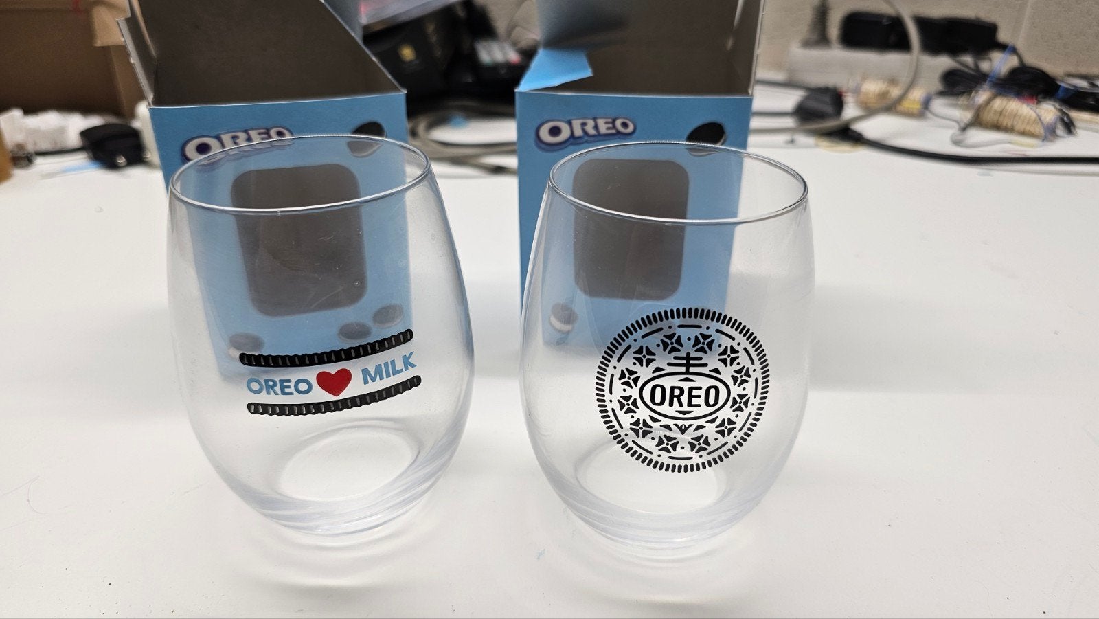 Oreo glazen 2st, Verzamelen, Glas en Drinkglazen, Ophalen