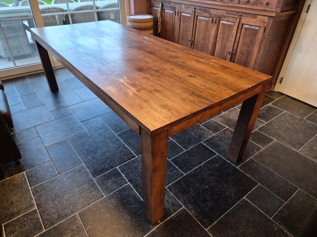 Massieve teakhouten eettafel 240x100, Ophalen, Gebruikt, 100 tot 150 cm, Teakhout