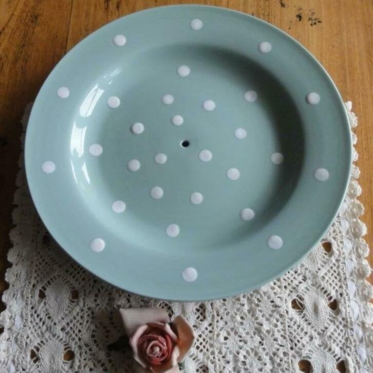 SALE etagere bord, Laura Ashley, mintgroen, witte dots, Huis en Inrichting, Gebruikt, -, -, Ophalen of Verzenden