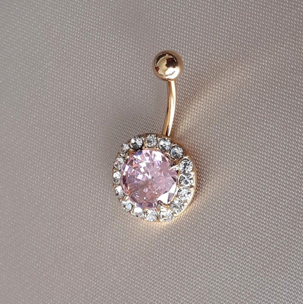 Piercing navelpiercing goud met roze strass Bodymod, Handtassen en Accessoires, Navelpiercing, Staal, Nieuw, Ophalen of Verzenden
