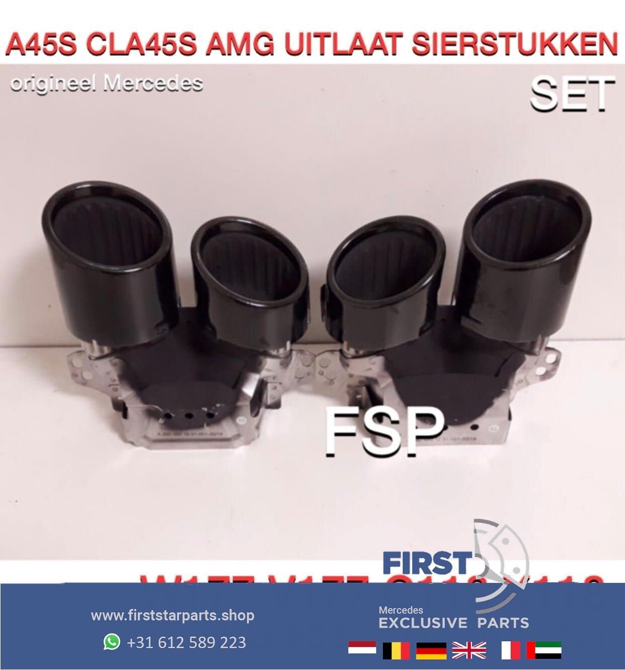 W177 V177 A45s W118 CLA45s AMG UITLAAT SIERSTUKKEN SET ZWART, -, -, -