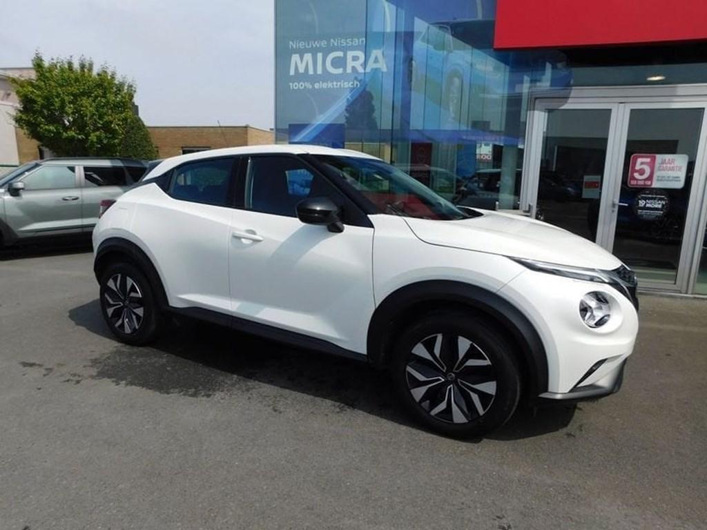 Nissan Juke 1.0 DIG-T Acenta  5 JAAR WAARBORG, Auto's, Nissan, Wit, Bedrijf, 5 deurs, Emergency brake assist