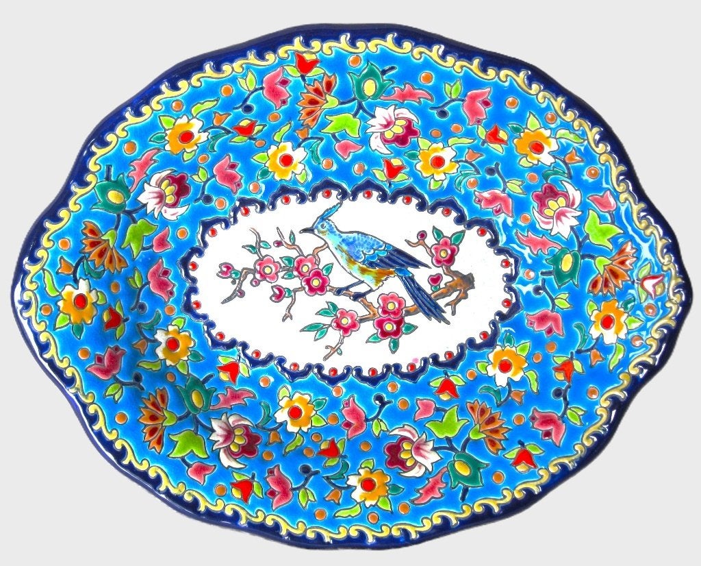 Grote ovale schaal Emaux de Longwy (28.5cm!), Ophalen