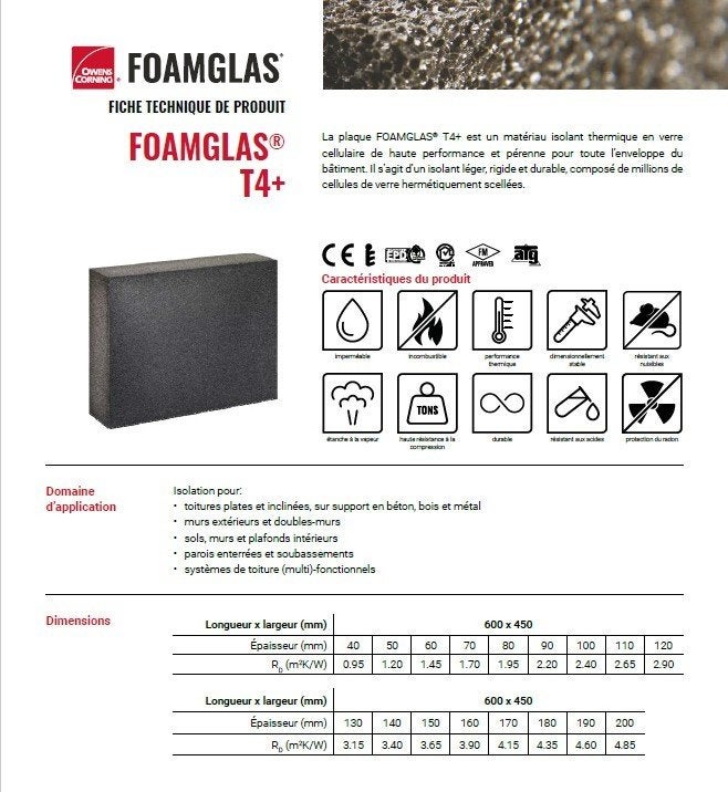 Isolant haut performance FOAMGLAS T4+ (Épaisseur 12 cm), Bricolage & Construction, Isolation de toiture, 10 à 15 m², Comme neuf