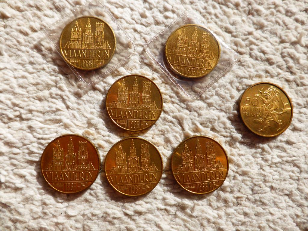 Pièces de 50 francs flamands (7 pièces), Enlèvement ou Envoi, Monnaie en vrac
