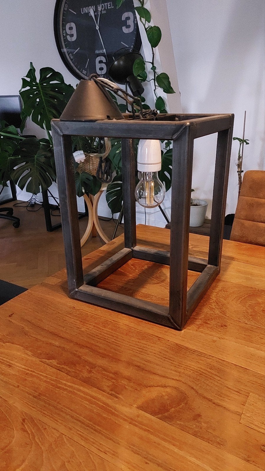 Industriële stalen hanglamp, Ophalen, Gebruikt