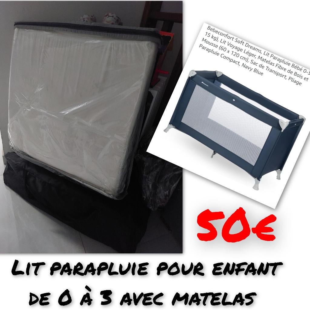 Lit parapluie + matelas, Enlèvement, Comme neuf, Lit de voyage