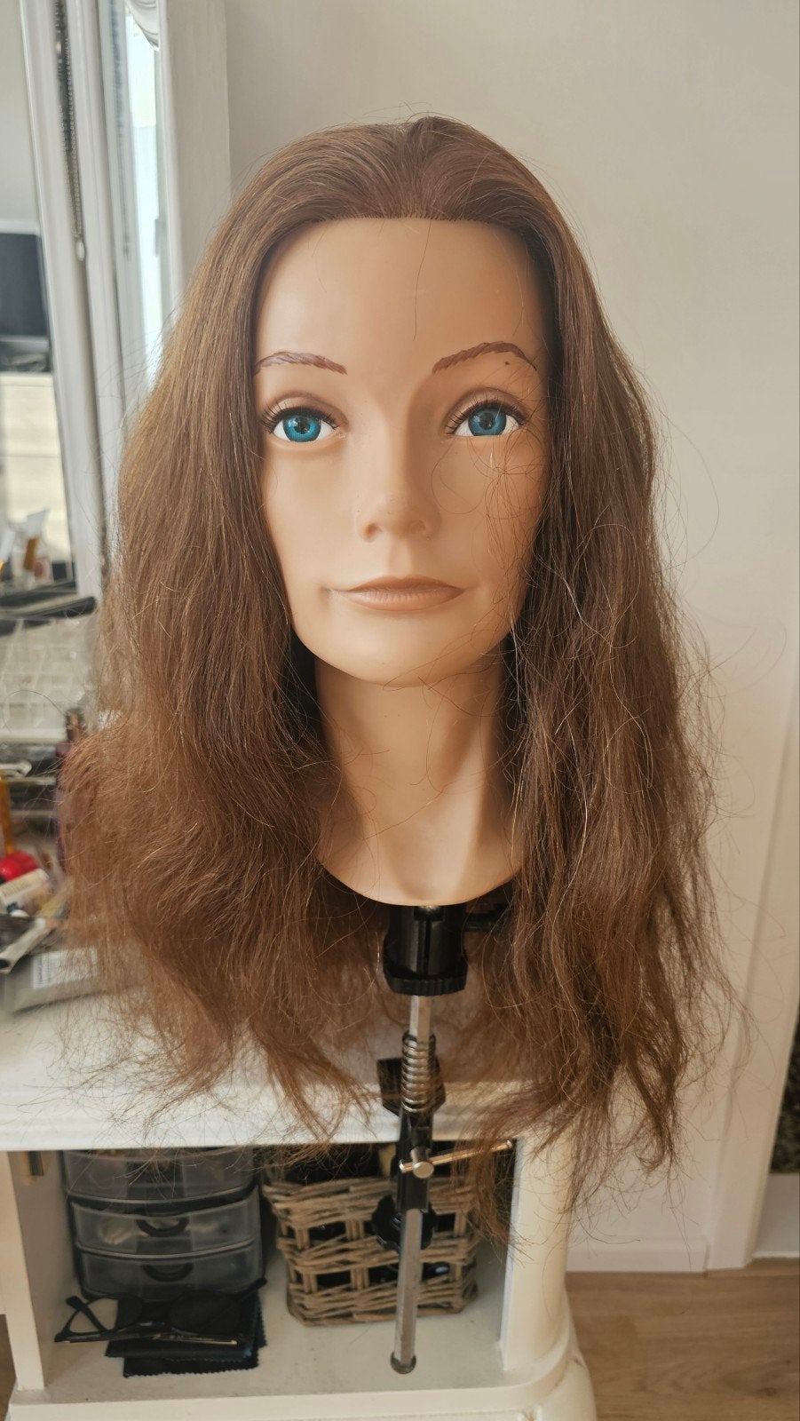 Pivot Point Peggy B oefenhoofd met echt haar + tafelklem, Ophalen of Verzenden
