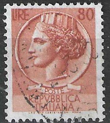Italie 1955/1960 - Yvert 719 - Munt van Syracuse - 80 l (ST), Verzenden, Gestempeld