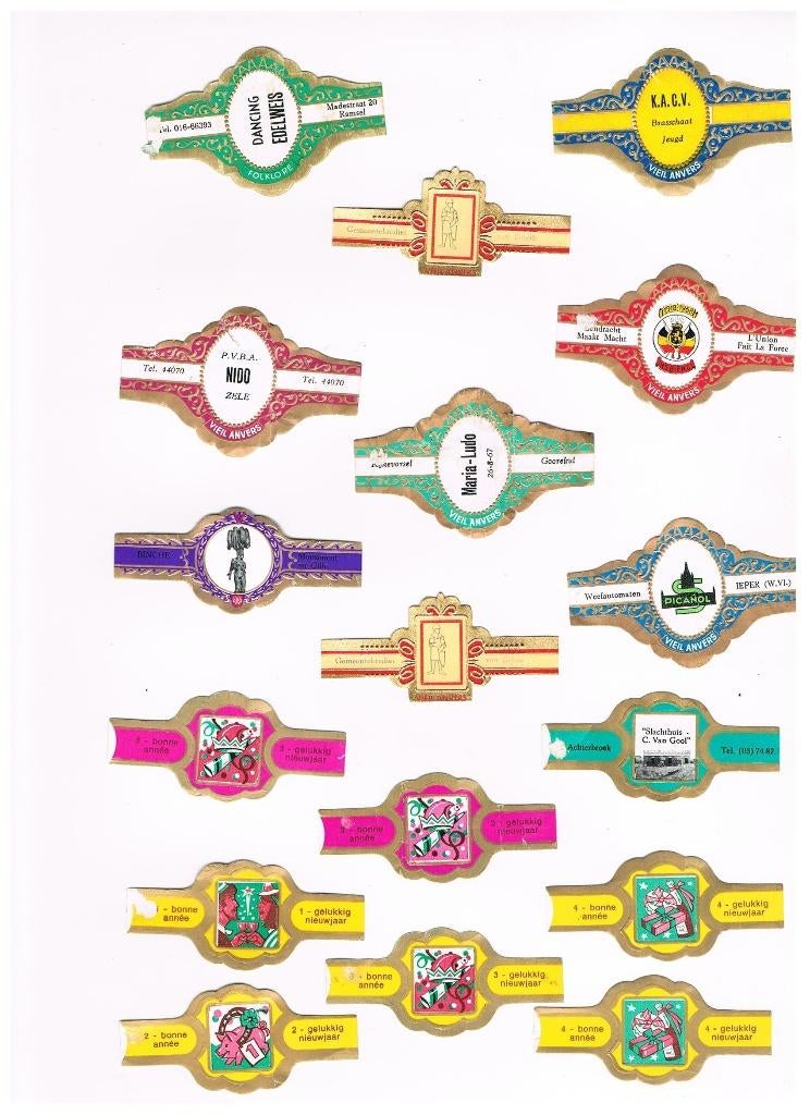 BANDEAUX DE CIGARES DU VIEIL ANVERS RECLAME, Envoi, Comme neuf, Bagues de cigare