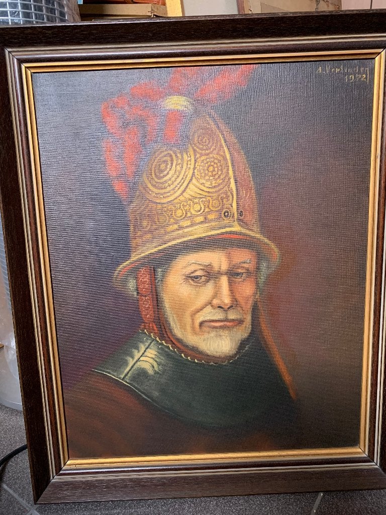 Schilderij Man met gouden helm, Antiquités & Art, Enlèvement, Portrait ou Personnes