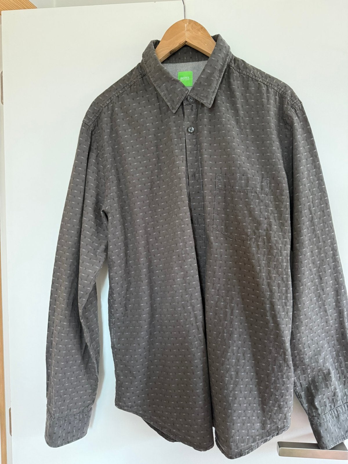 BOSS Green Grey Textured Shirt – XL Regular Fit#037, Ophalen of Verzenden, Nieuw, Grijs