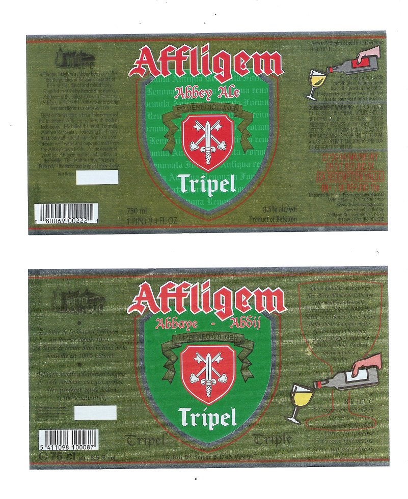Bieretiketten  2 x Affligem - 002, Ophalen of Verzenden