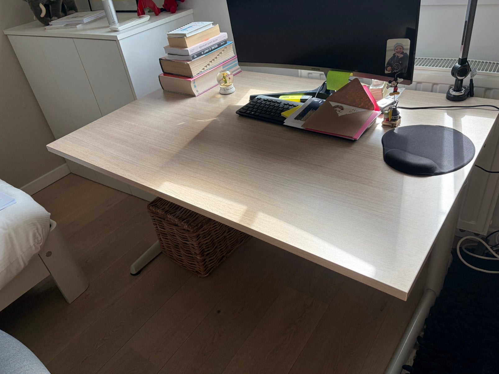 Bureau AHREND 500 120x80 eikenhout/in hoogte verstelbaar, Huis en Inrichting, Ophalen, In hoogte verstelbaar, Zo goed als nieuw