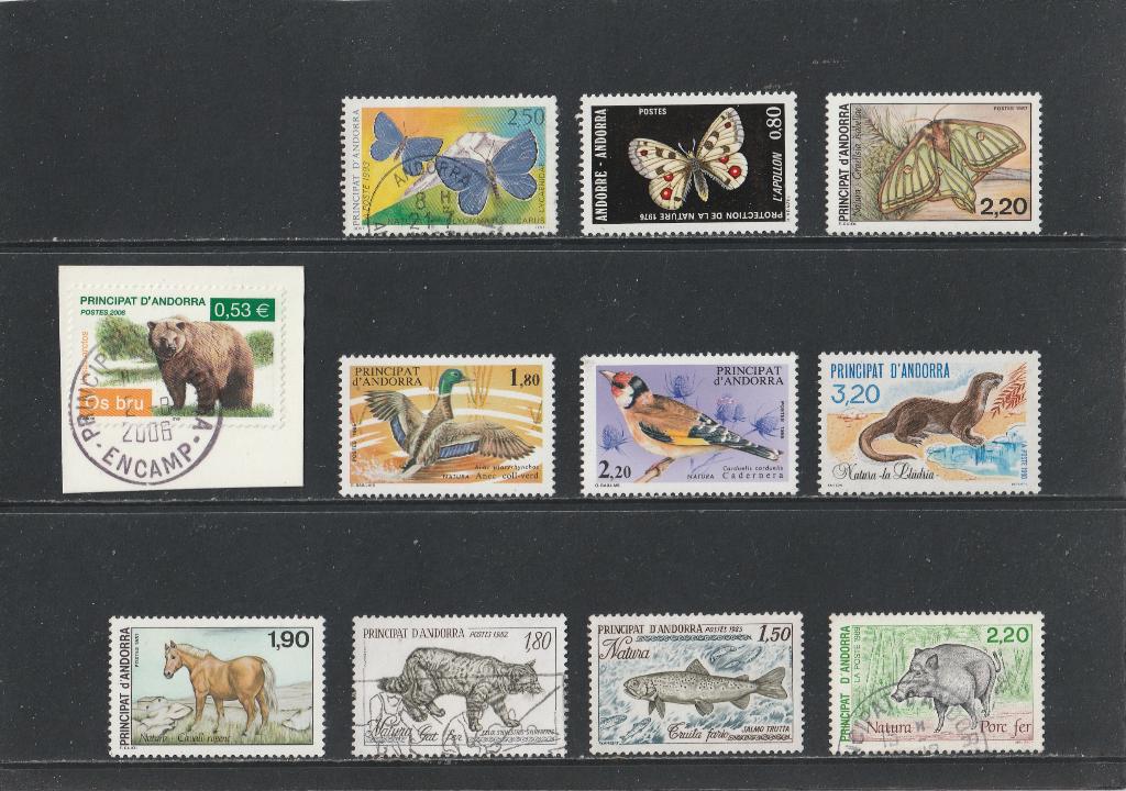 26  LOSSE  ZEGELS  ANDORRA  DIEREN  Varia ( zie 2 scans ), Timbres & Monnaies, Timbres | Timbres thématiques, Envoi, Animal et Nature