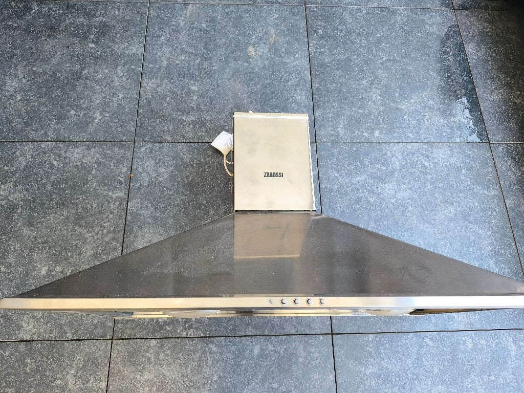 Hotte Zanussi 90cm ZHC 900 X, Ophalen, Gebruikt, Wandschouwkap, 400 tot 600 m³ per uur
