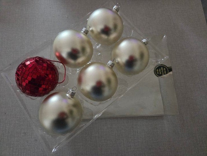 6 boules de Noël vintage en verre., Enlèvement ou Envoi, Utilisé