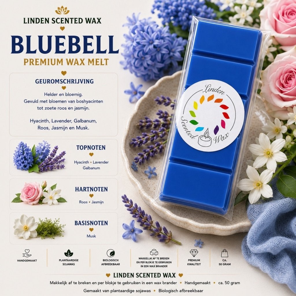 Parfum Waxmelts BLUE BELL, parfum floral, wax melt, snapbar, Enlèvement ou Envoi, Neuf, Cire, Bougie