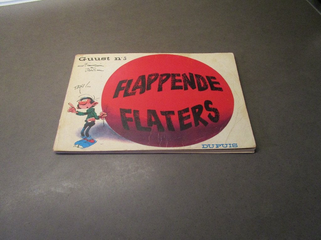 Guust nr 5 - Flappende Flaters - 1e druk - 1967, Boeken, Gelezen, Eén stripboek, Ophalen of Verzenden, Franquin & Jidehem