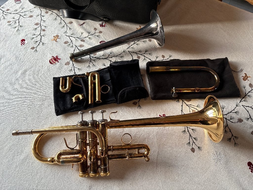 Trompette Stomvi Master Ré/Mib, Enlèvement ou Envoi, Utilisé, Autres types, Avec valise