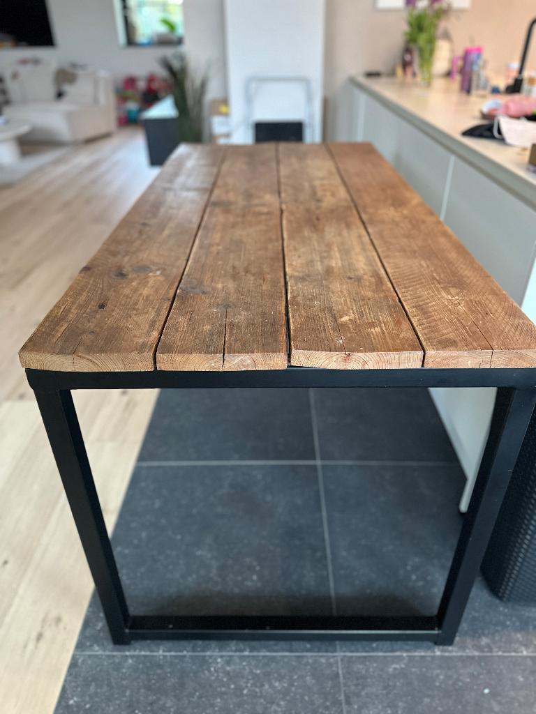 Eettafel met steigerhout, Huis en Inrichting, Ophalen, Gebruikt, 150 tot 200 cm, 200 cm of meer