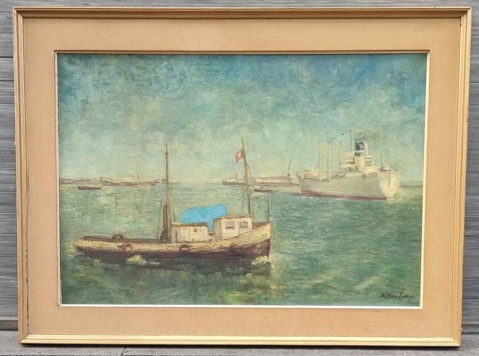Huile sur toile marine signe m van paever, Enlèvement, Toile