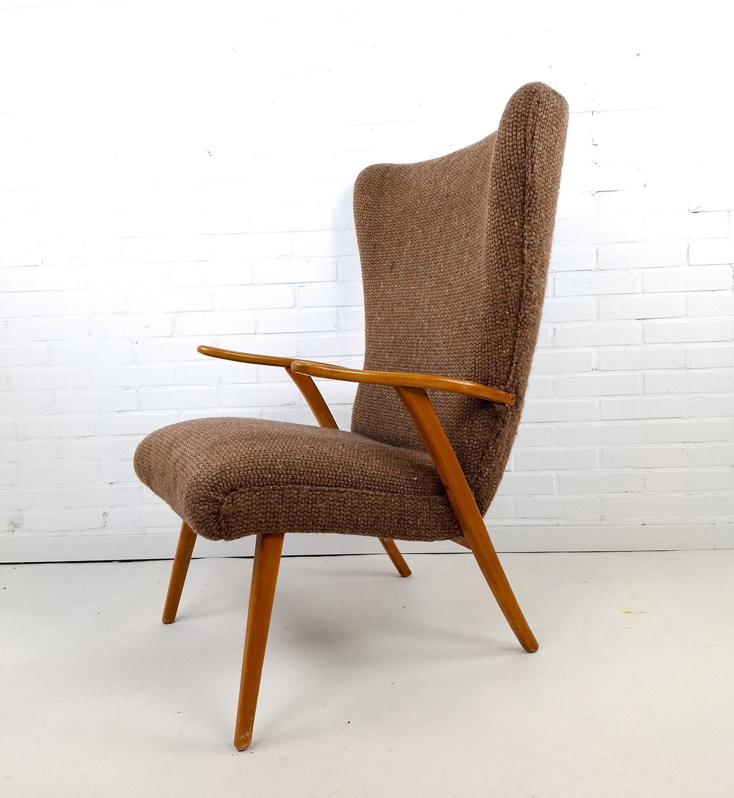 Vintage Wingback fauteuil jaren 60/70 mid century modern, Huis en Inrichting, Ophalen, Stof