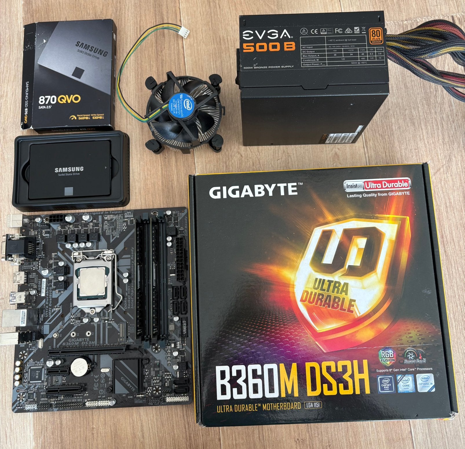 CPU+Motherboard+RAM+PSU+SSD, Ophalen of Verzenden, Zo goed als nieuw, Intel, DDR4