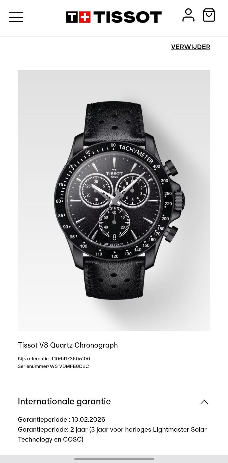 Nieuwe Tissot V8 quartz chronograaf 42.5mm, Ophalen of Verzenden
