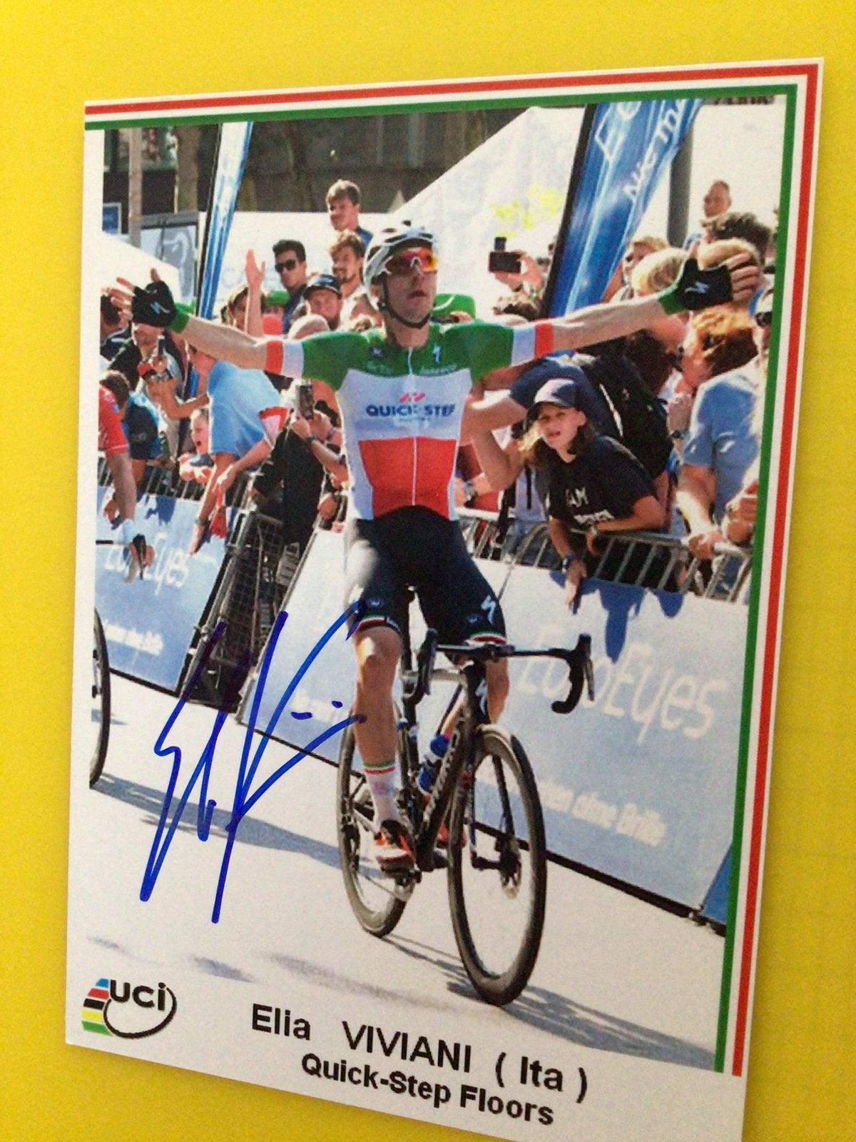 wielerkaart 2019 team quick step elia viviani signe, Verzenden, Zo goed als nieuw