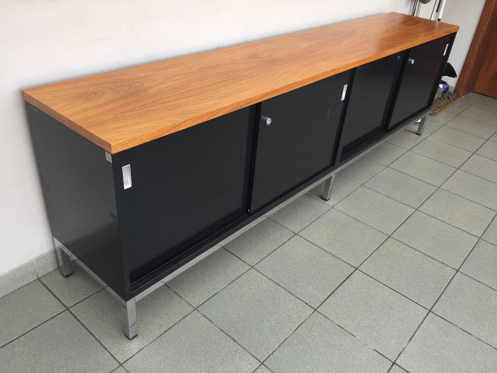 Jaren '70 dressoirkast Longboard / sideboard - Mauser - XXL, 200 cm of meer, 25 tot 50 cm, Ophalen, Overige houtsoorten