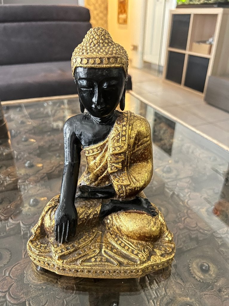 Statue Bouddha, Maison & Meubles, Enlèvement, Comme neuf, Noir, 24 cm