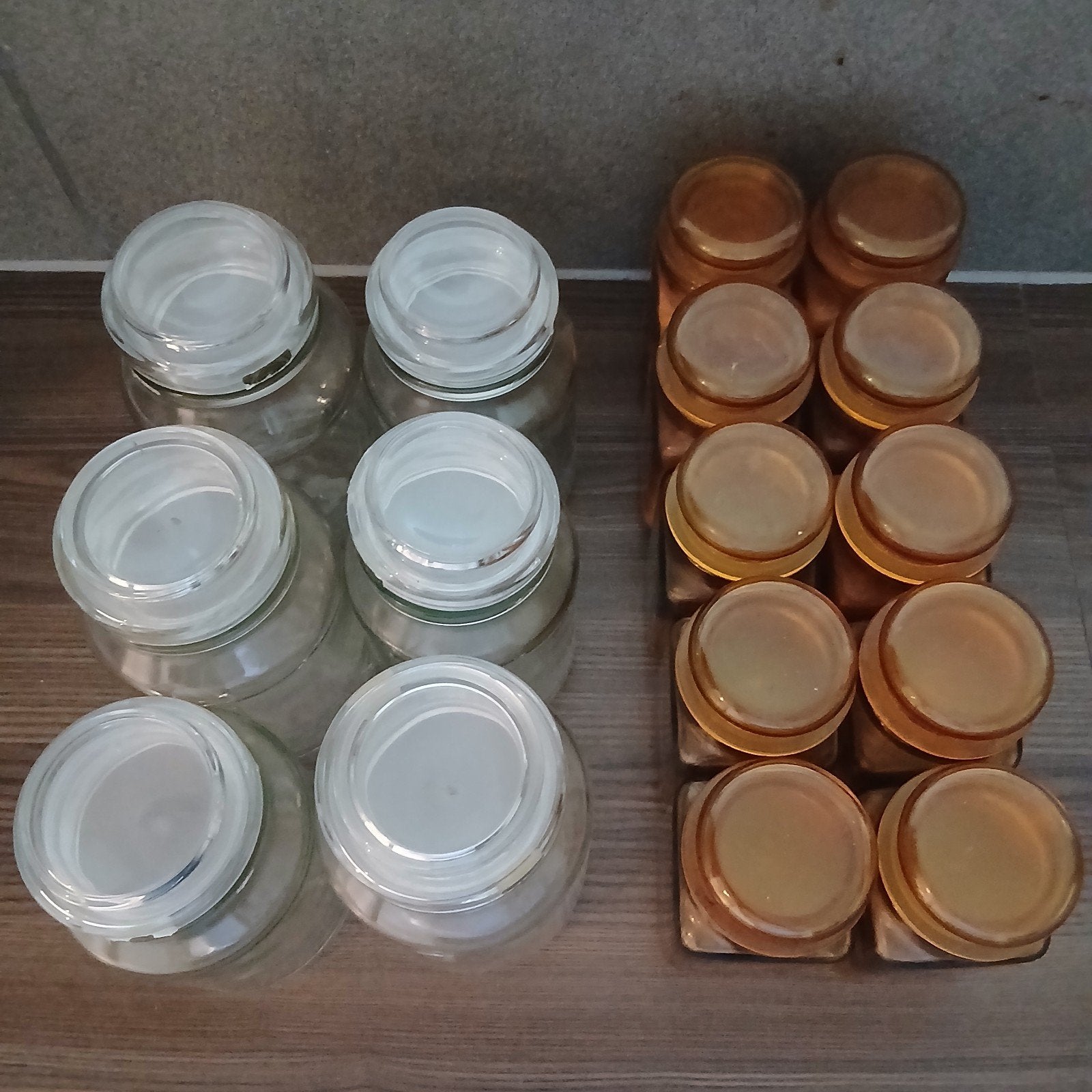 16 glazen opbergbokalen met deksel, Met deksel, Ophalen of Verzenden, Glas