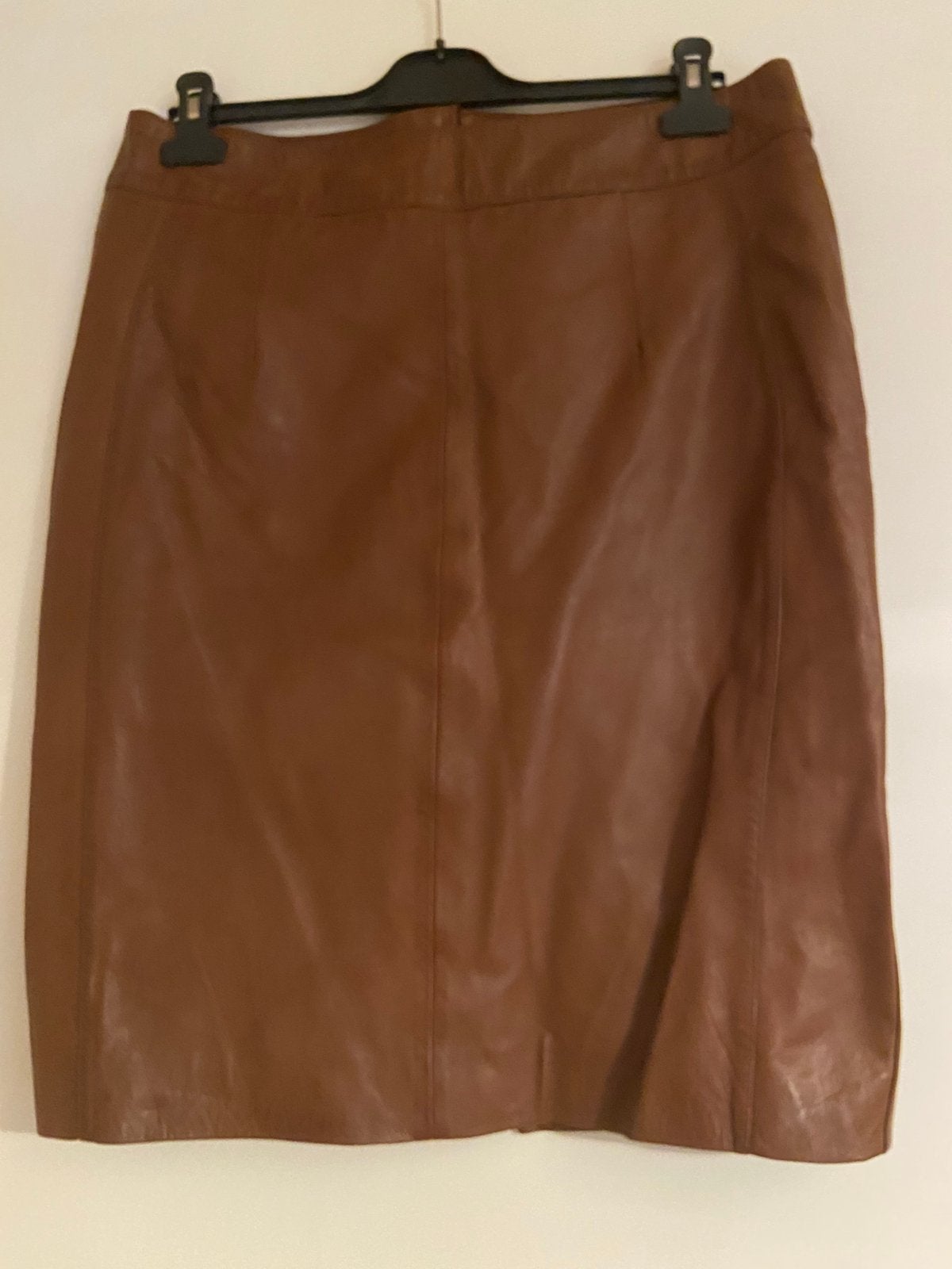 Jupe en cuir cognac, Enlèvement ou Envoi, Brun, Longueur genou, Taille 42/44 (L)