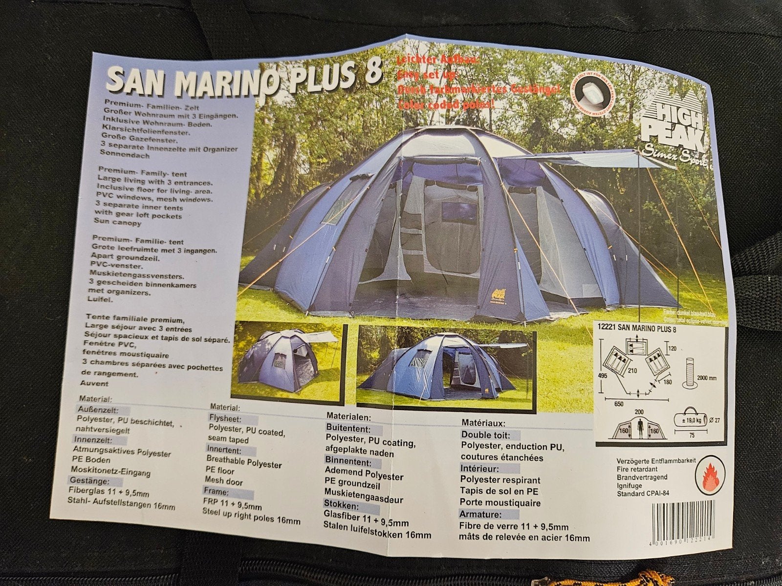 High Peak San Marino Plus 8 Campingzelt, Ophalen of Verzenden