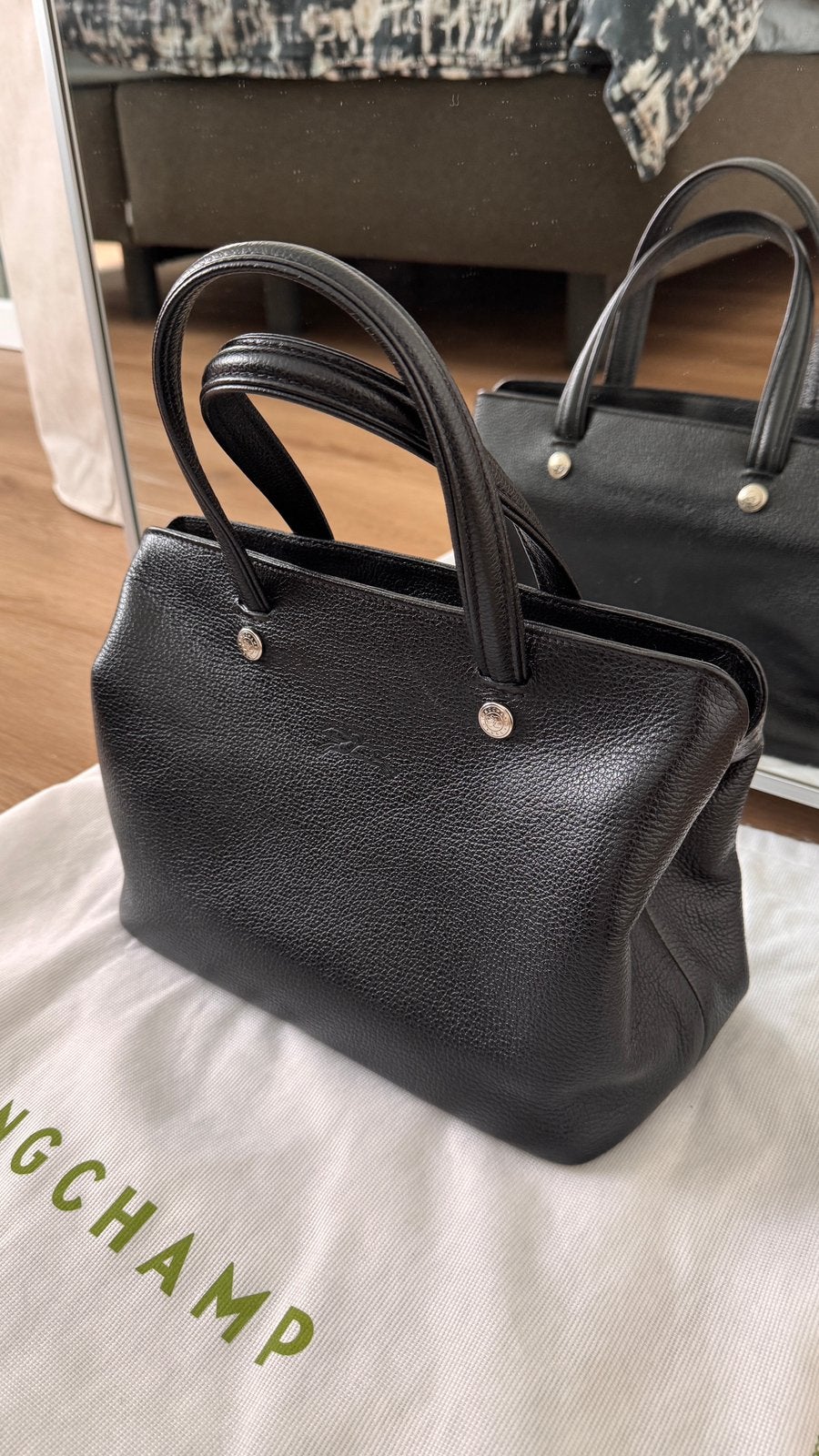 Longchamp lederen handtas, Ophalen, Zo goed als nieuw, Zwart, Handtas