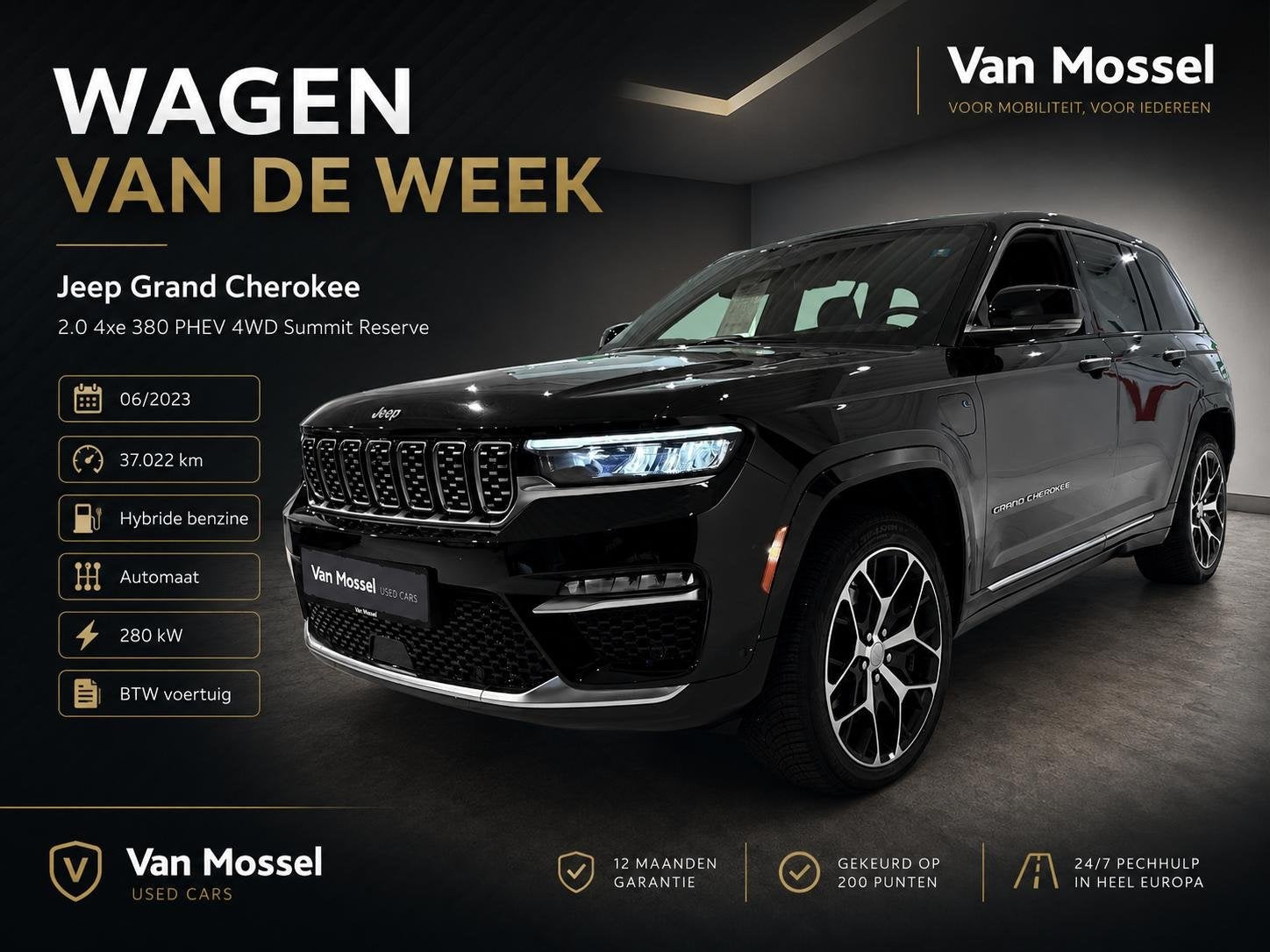 Jeep Grand Cherokee 2.0 4xe 380 PHEV 4WD Summit Reserve, Autos, Jeep, 381 ch, Entreprise, Hybride rechargeable, Noir