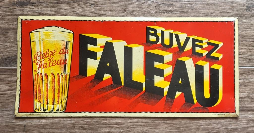 Panneau publicitaire Faleau en étain., Collections, Enlèvement ou Envoi, Panneau publicitaire