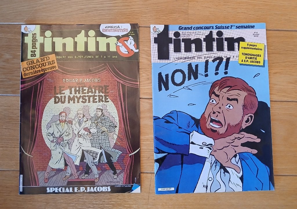 Lot de 2 magazines "Journal de Tintin" sur Edgard Jacobs, Enlèvement