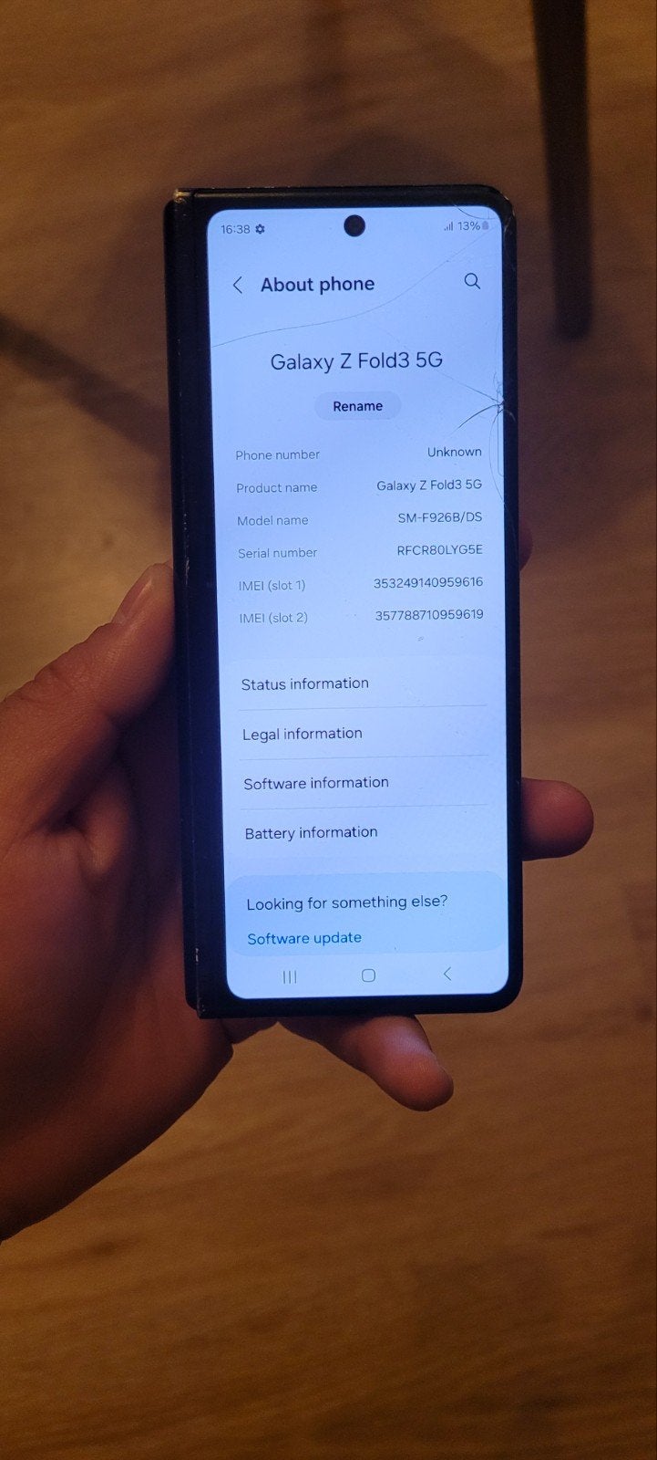 Samsung z fold 3 256giga ecran fissuré, Enlèvement