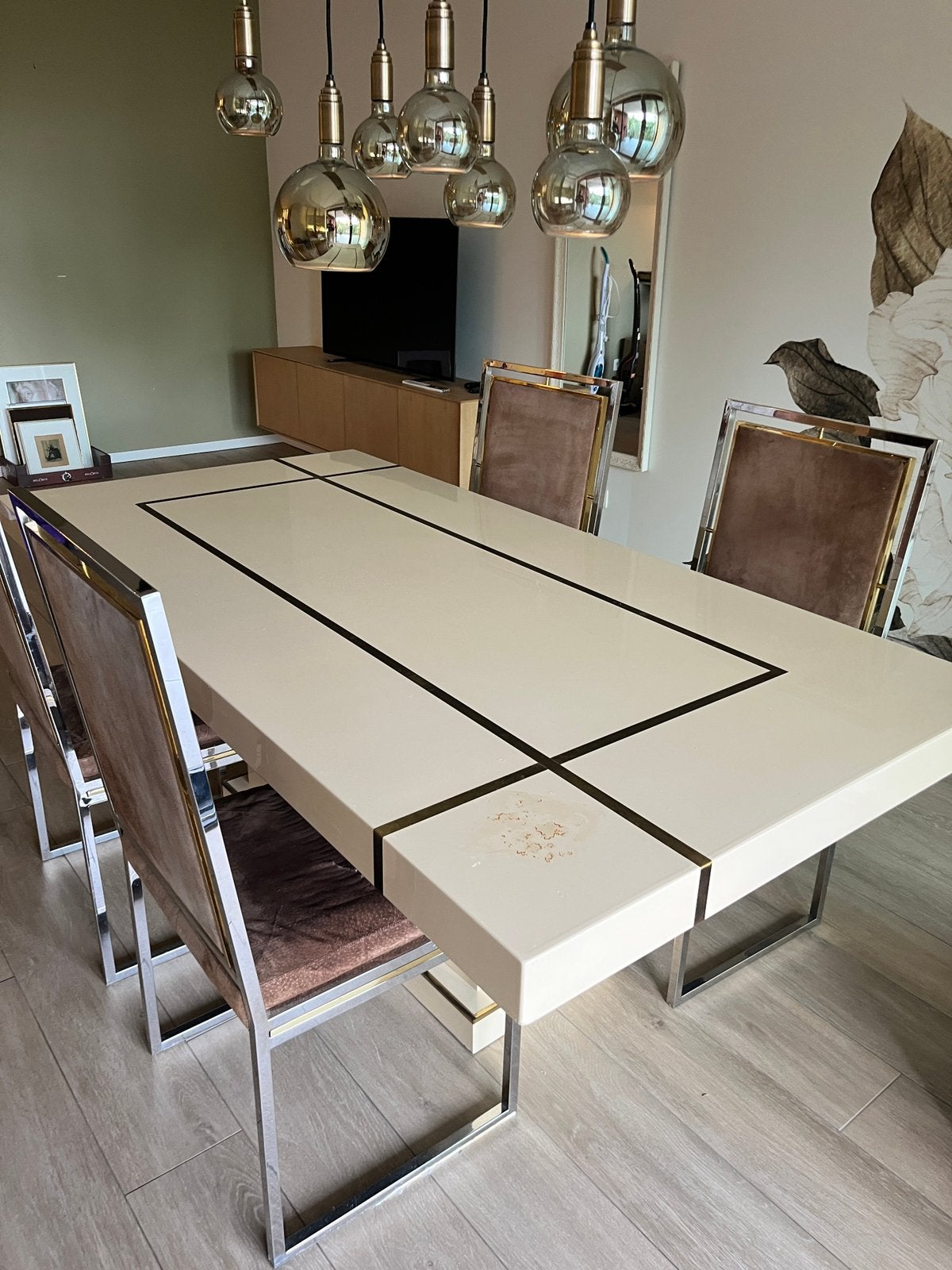 Tafel met 4 stoelen, Huis en Inrichting, Ophalen, Overige materialen, Gebruikt, 200 cm of meer