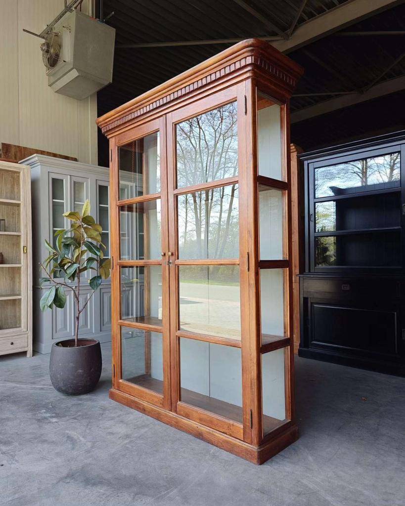 Prachtige eikenhouten vitrinekast | Servieskast #9138, Enlèvement ou Envoi