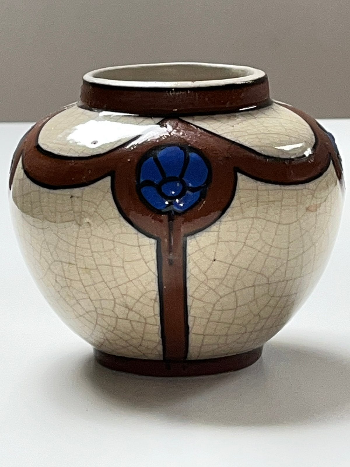Petit vase convexe bleu cobalt Art Déco AMC WASMUEL 1920/'30, Enlèvement ou Envoi