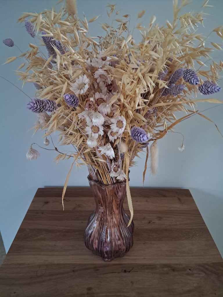 Mooie roze vaas droogbloemen, Huis en Inrichting, Woonaccessoires | Droogbloemen, Ophalen of Verzenden, Zo goed als nieuw