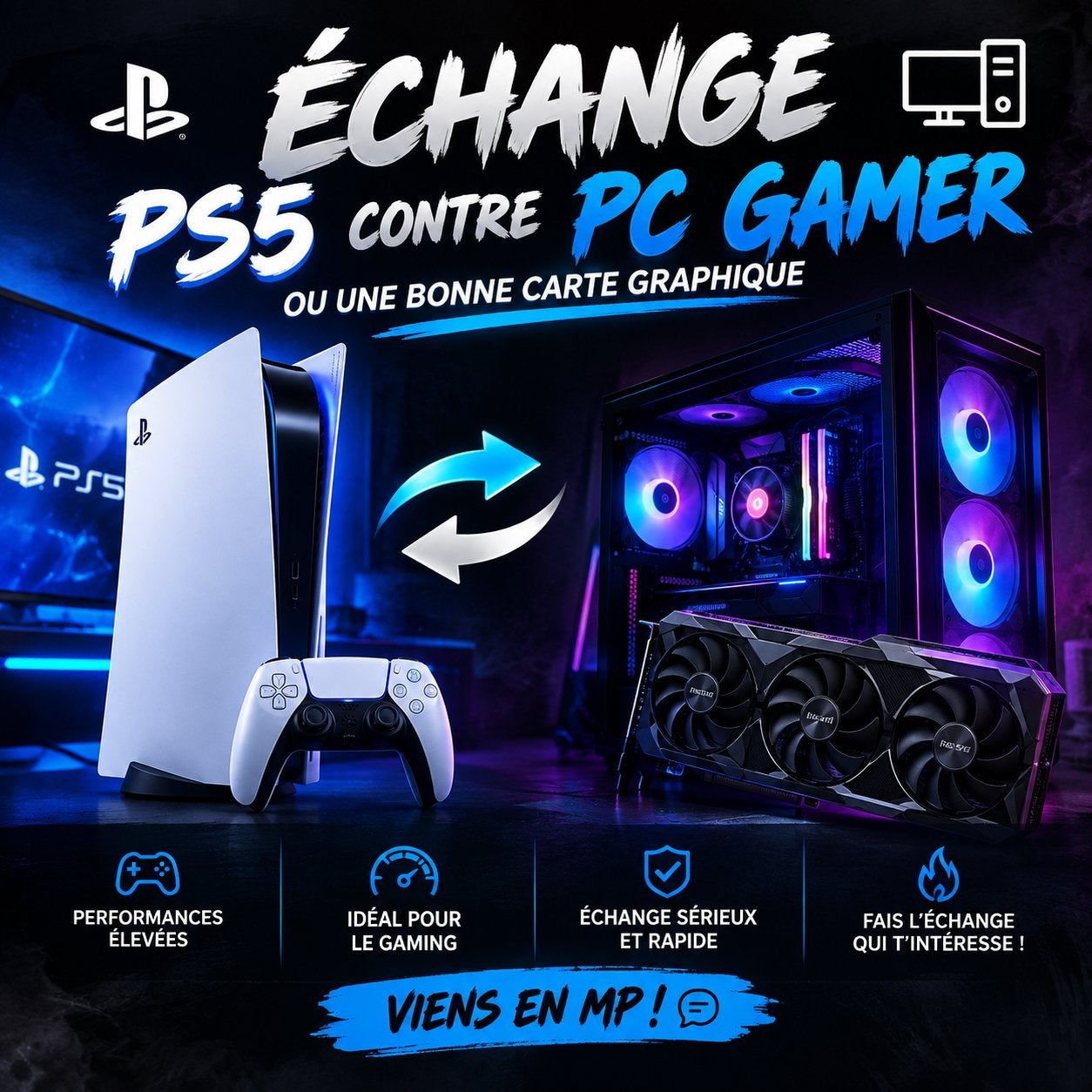 PS5 DIGITAL 1TB + MANETTE   ÉCHANGE PC GAMER / GPU, Enlèvement, Comme neuf, Playstation 5 Digital