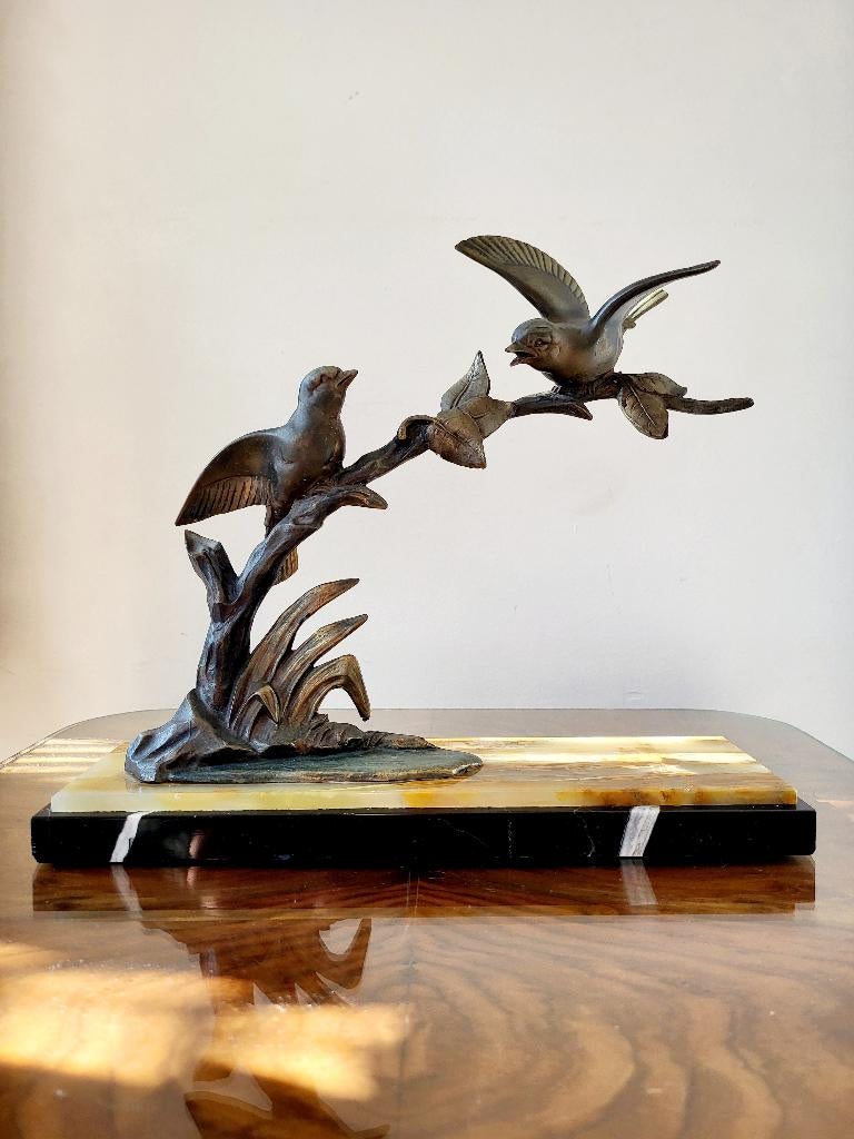 Sculpture art déco oiseaux sur une branche, Enlèvement ou Envoi, Art deco, Statue