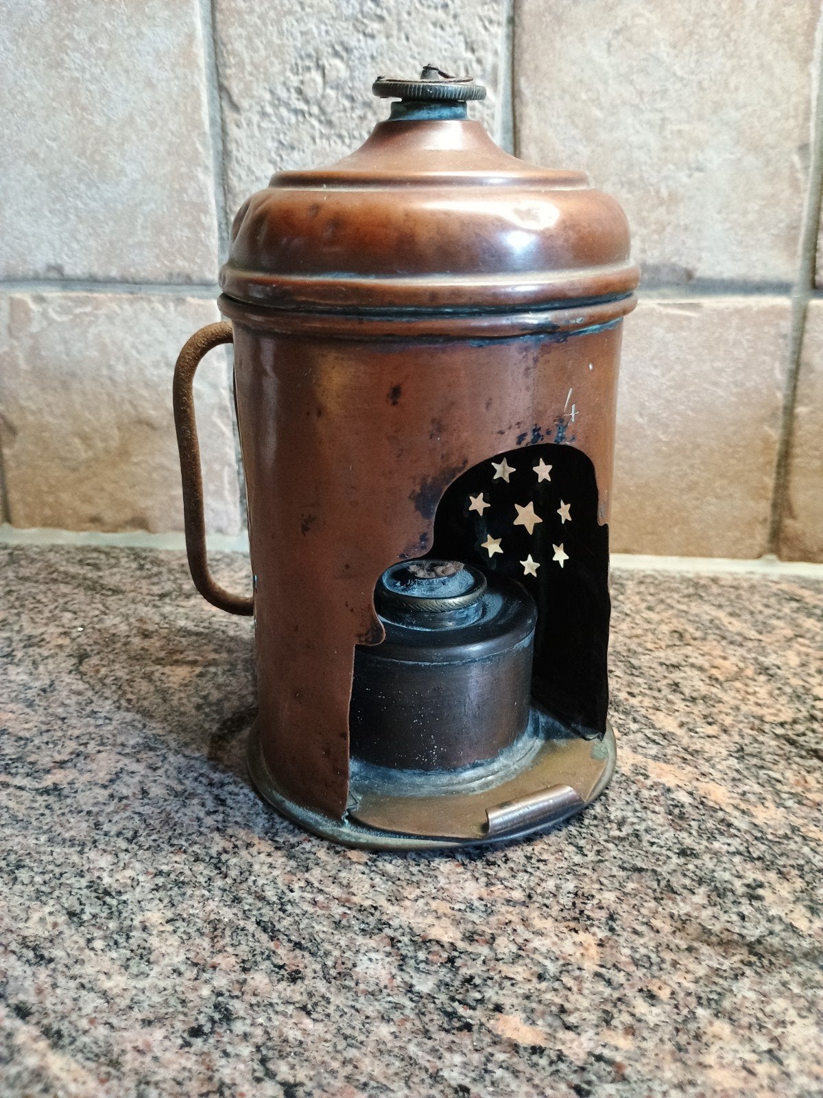 vintage koperen olielamp, Antiek en Kunst, Ophalen of Verzenden