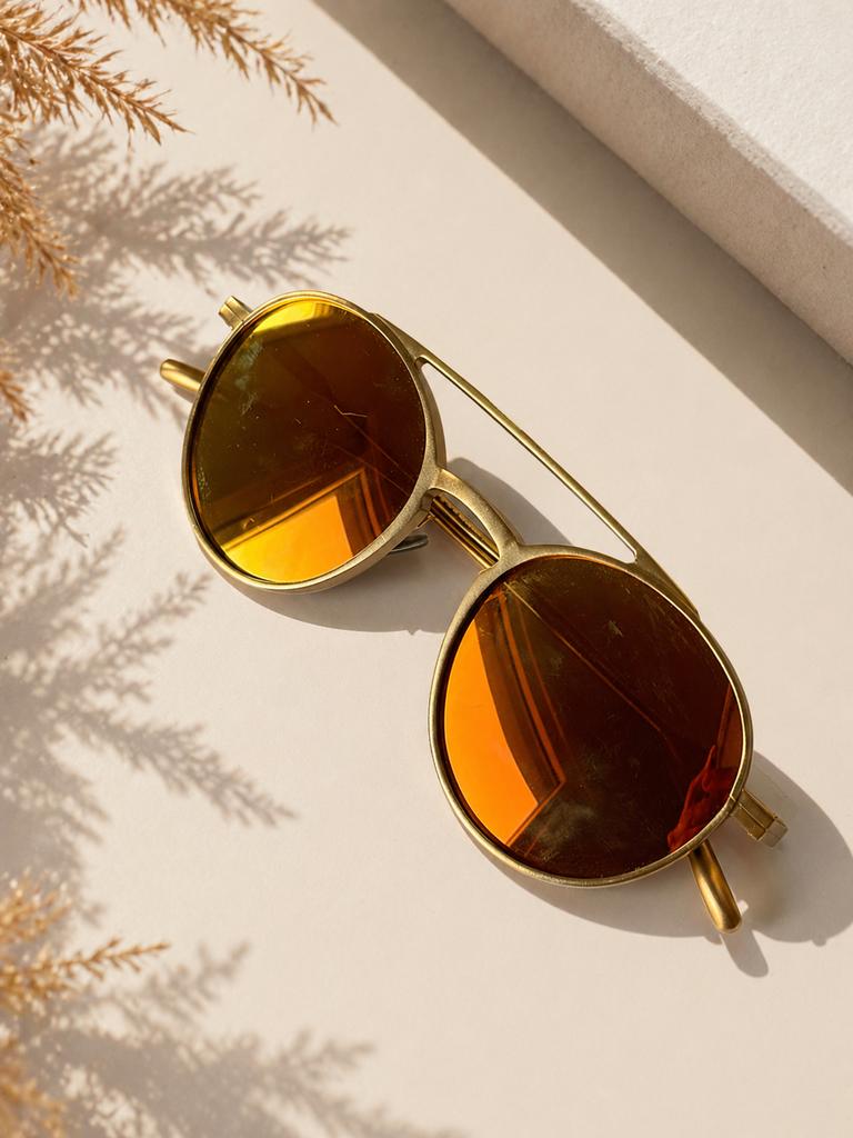 Lunettes de soleil dorées – Style vintage tendance, Enlèvement ou Envoi, Comme neuf, Orange, Lunettes